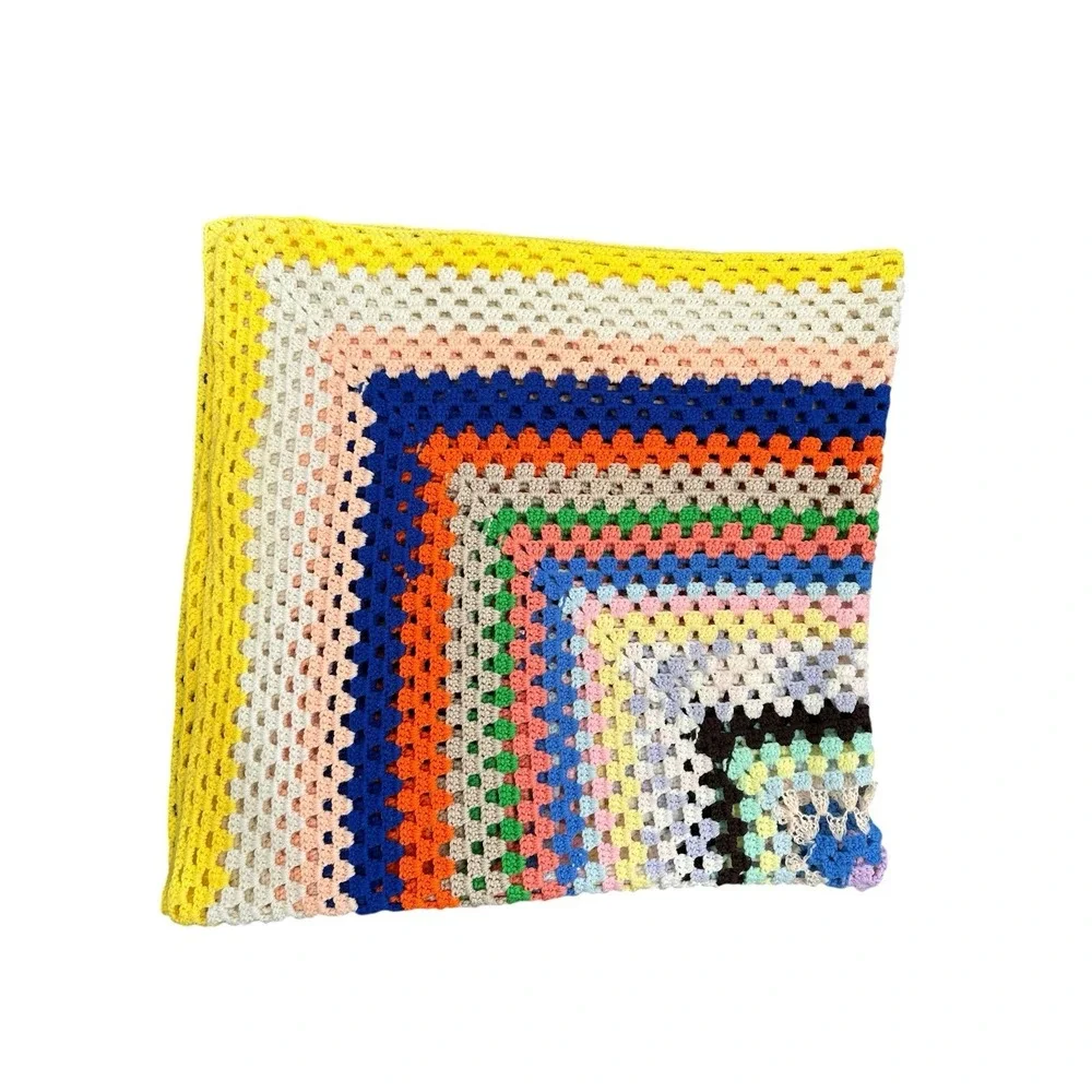 Granny Crochet Lap Blanket Small Throw Quilt 53